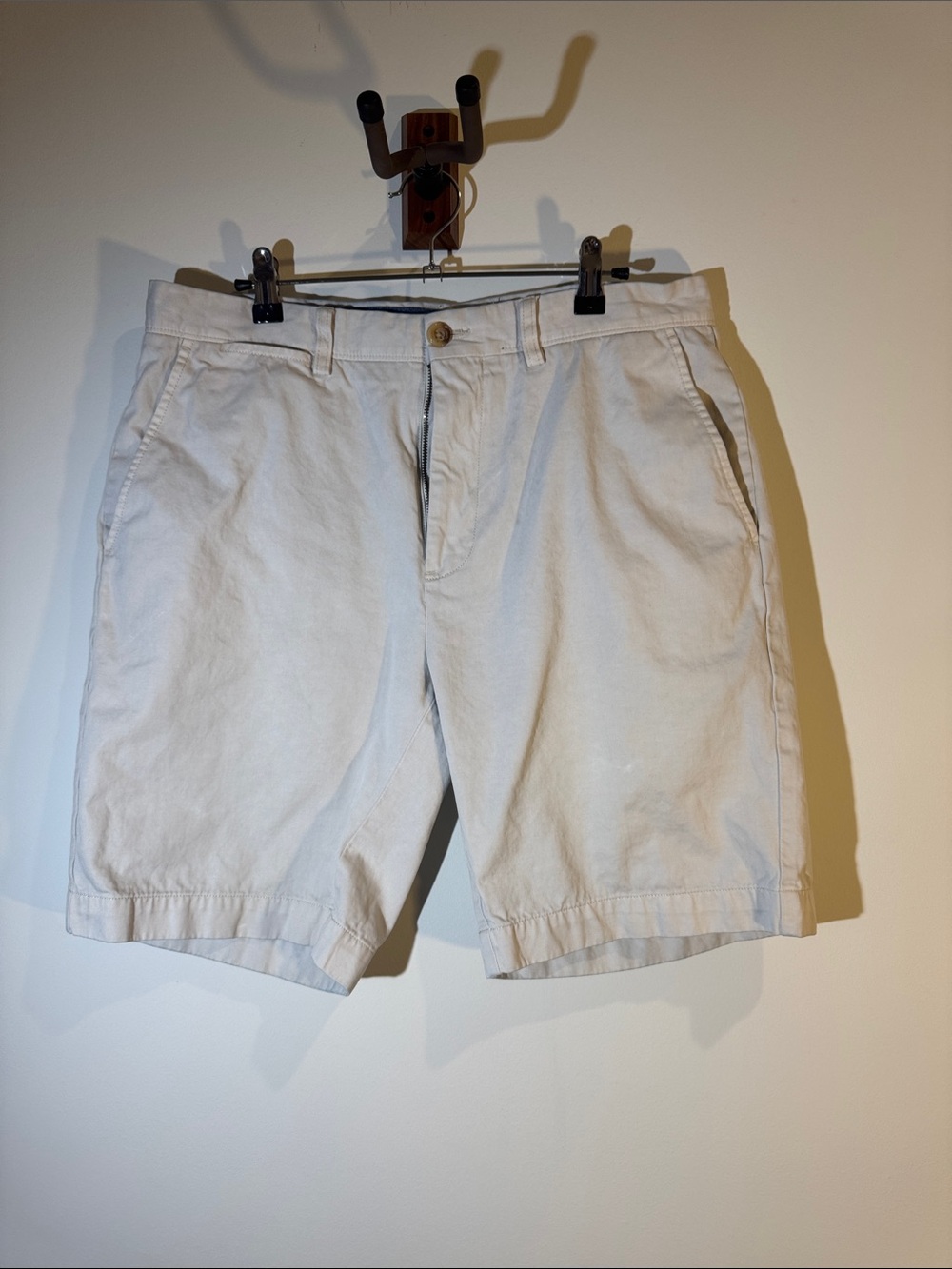 Johnston & Murphy Light Khaki Flat Front Cotton Shorts